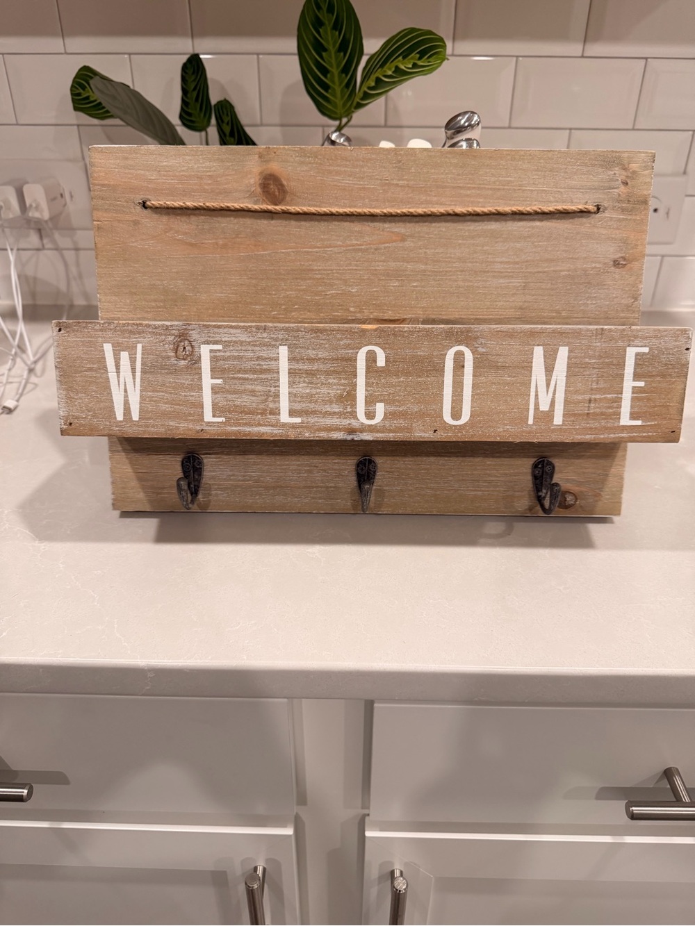 Source Unknown Rustic Beige 'WELCOME' Wall Hook Rack